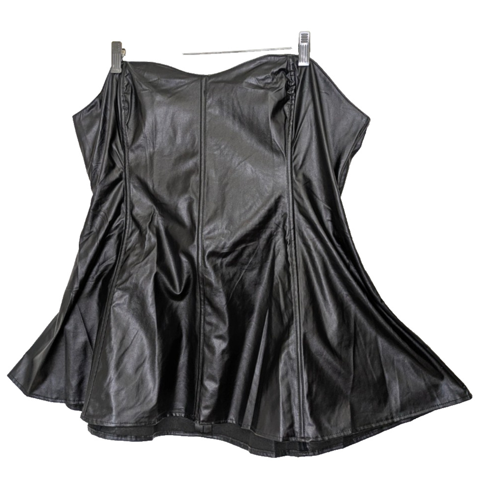 Womens Faux Leather Steampunk Corset 4XL Mini Dress Lingerie G String Belt